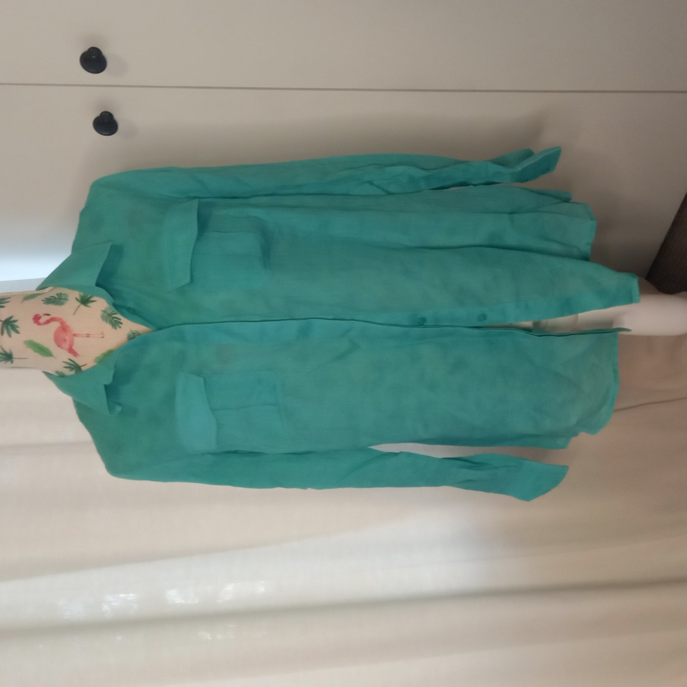 Sportscraft long sleeve shirt, teal coloured, roll up sleeve option (10) - Picture 1 of 5
